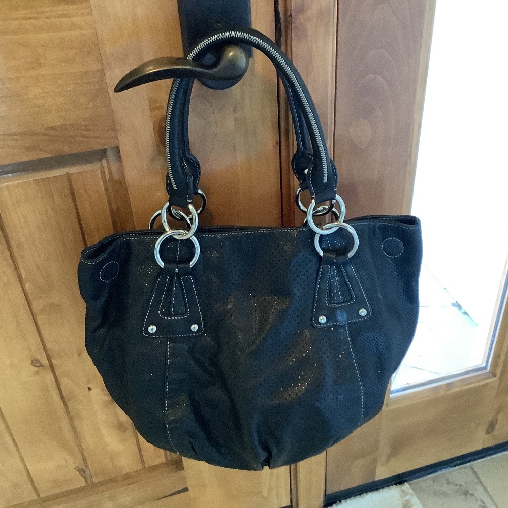 Alfani Black Leather Handbag Tote